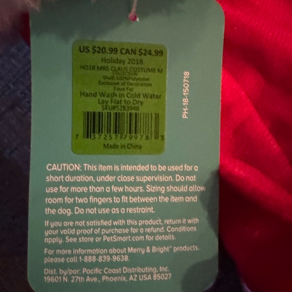 NWT Dog Costume Christmas Mrs. Claus Red White Rhinestones Bling Size Medium - Picture 5 of 7